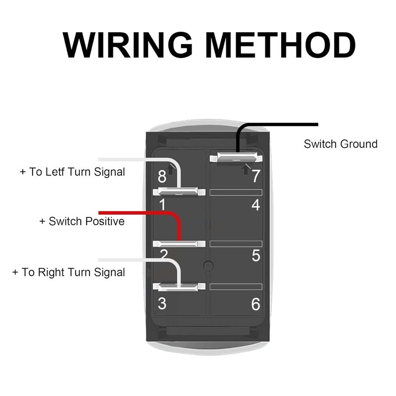Weasch Turn Signal Switch, 4Pin ON-Off-ON, 12V 20A 24V 10A, Laser Etched SPDT Toggle Rocker Switche, with Jumper Wires for Car Boat Truck Trailer, Blue - Image 4
